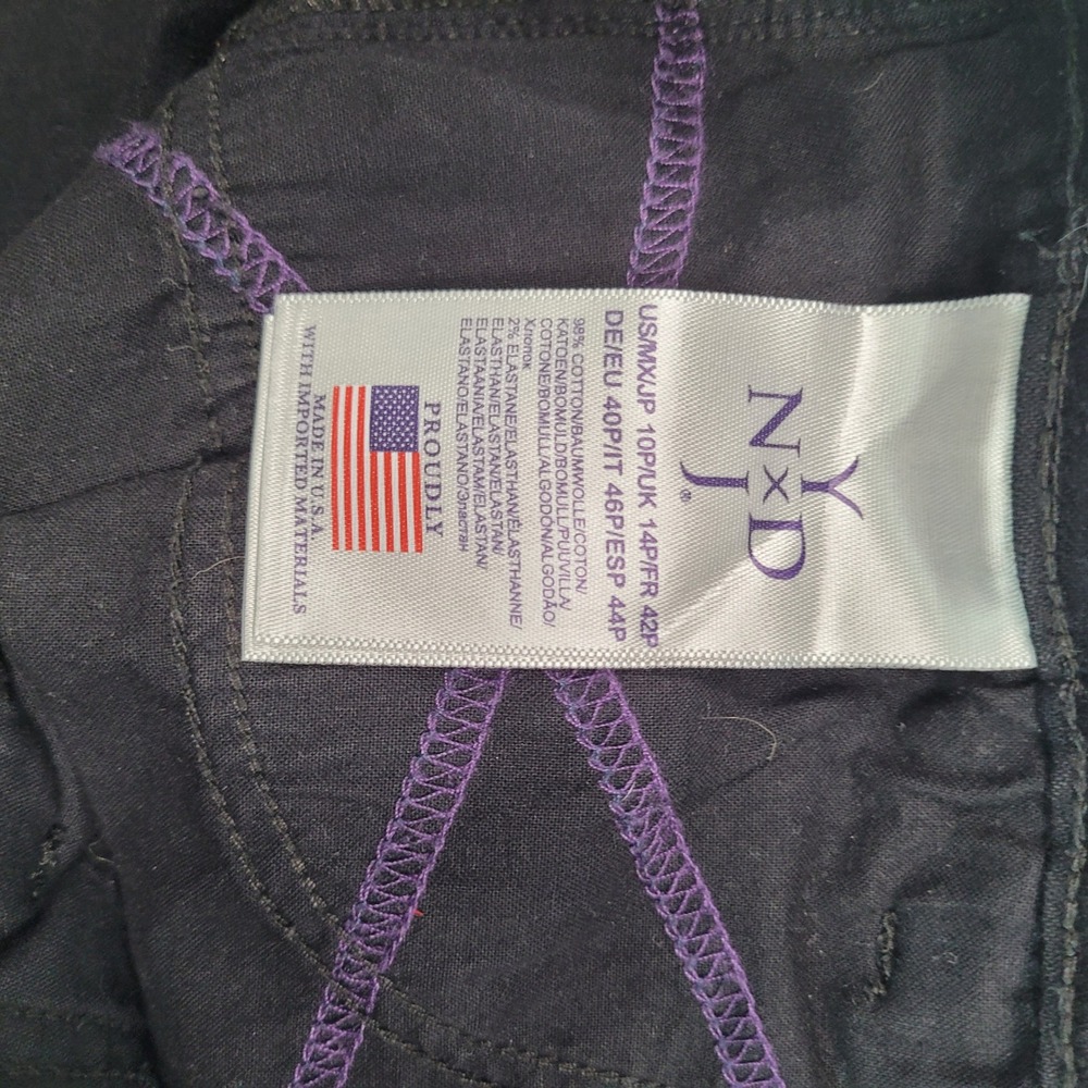 NYDJ Marilyn Straight Leg Jeans Black Denim Size 10P Petite High Rise Stretch - Picture 8 of 13